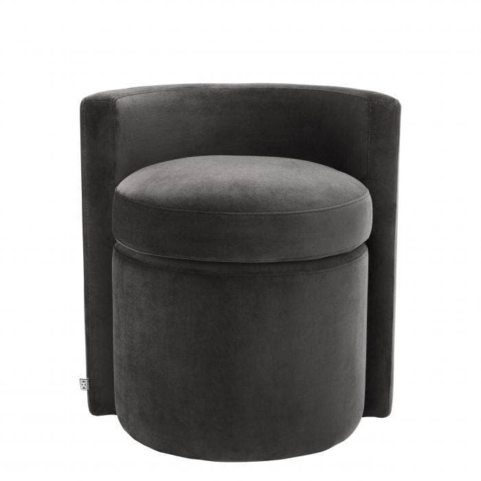 Arcadia Grey Velvet Footstool by Eichholtz