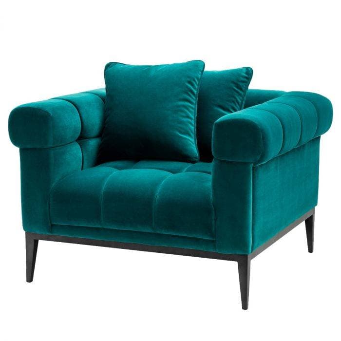 Aurelio Sea Green Velvet Armchair by Eichholtz