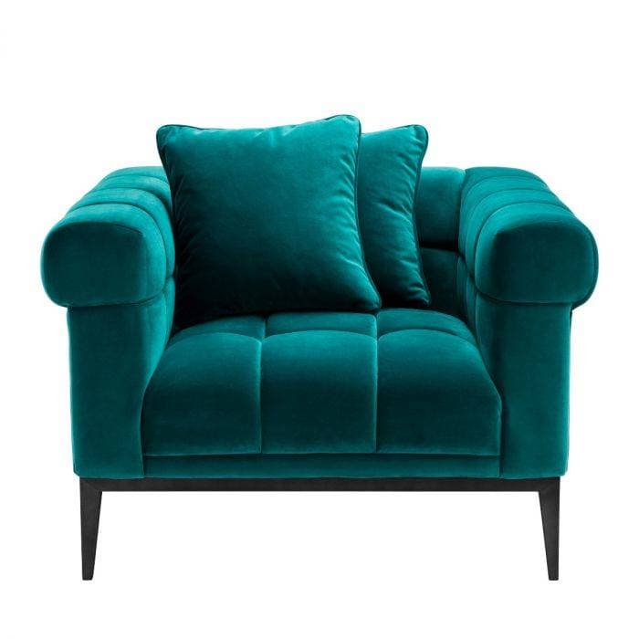 Aurelio Sea Green Velvet Armchair by Eichholtz