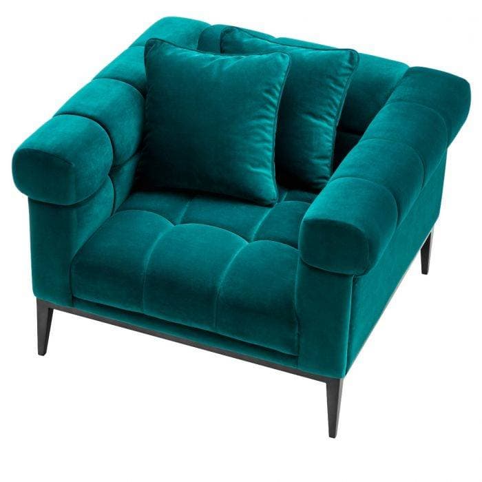 Aurelio Sea Green Velvet Armchair by Eichholtz