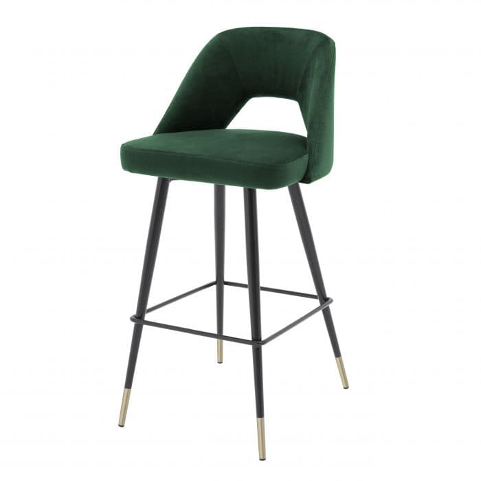 Avorio Green Velvet Bar Stool by Eichholtz