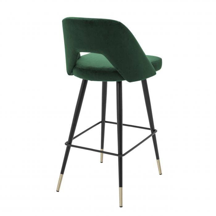 Avorio Green Velvet Bar Stool by Eichholtz