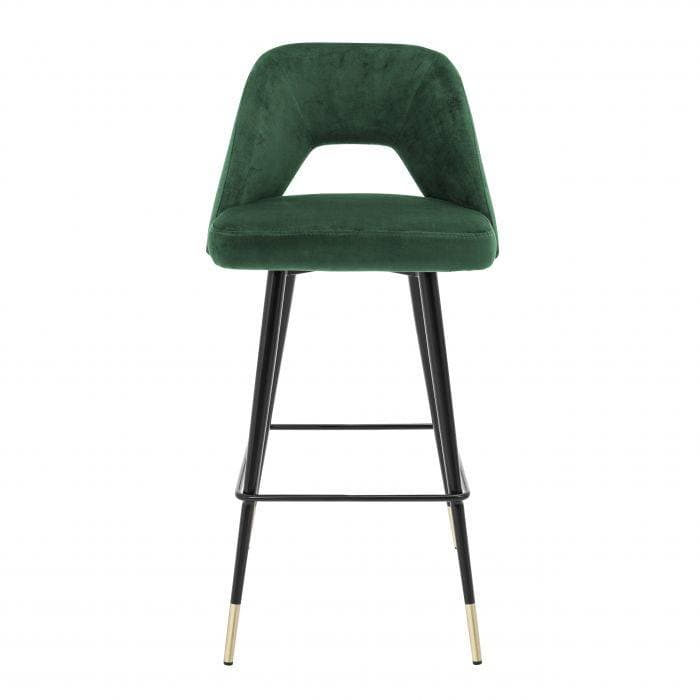 Avorio Green Velvet Bar Stool by Eichholtz