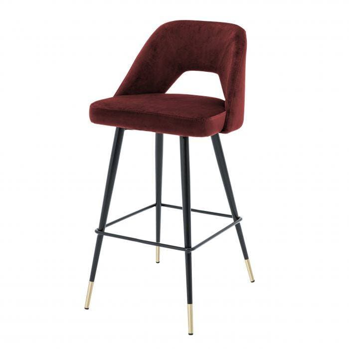 Avorio Roche Bordeaux Velvet Bar Stool by Eichholtz