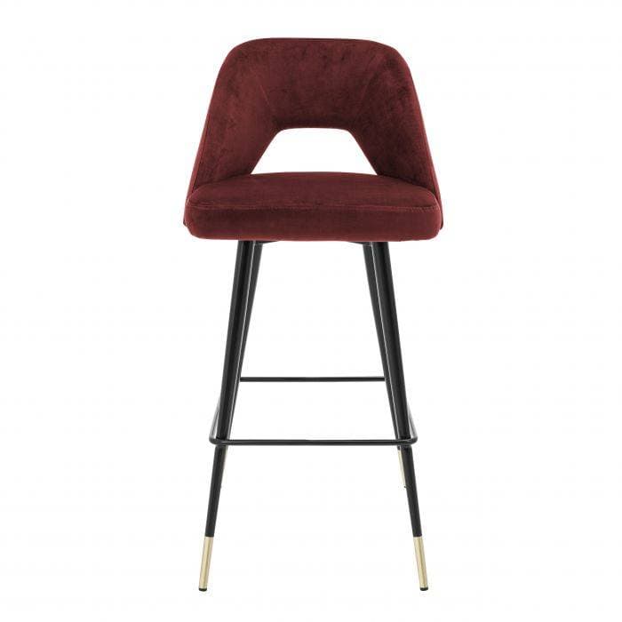 Avorio Roche Bordeaux Velvet Bar Stool by Eichholtz