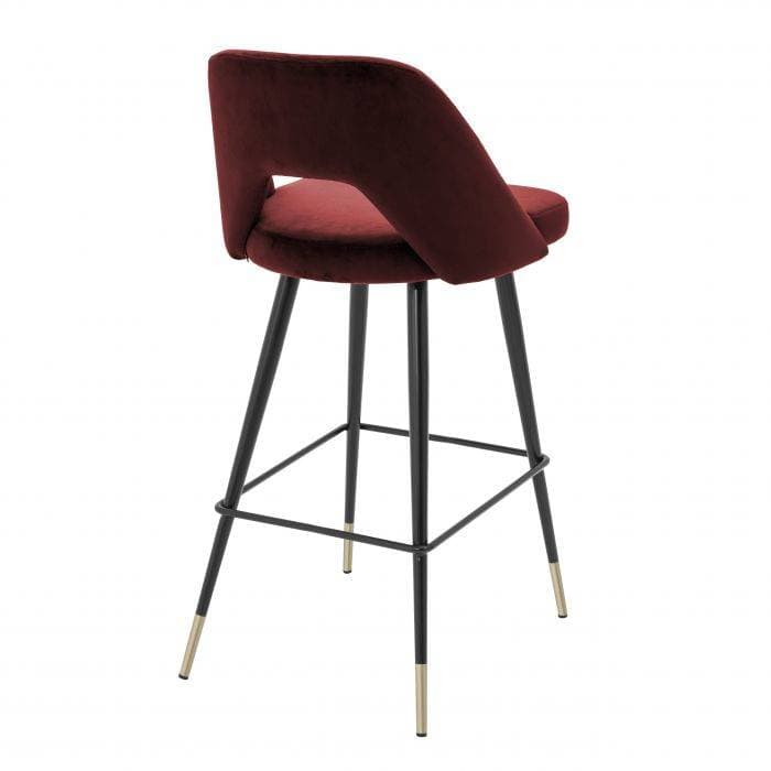 Avorio Roche Bordeaux Velvet Bar Stool by Eichholtz