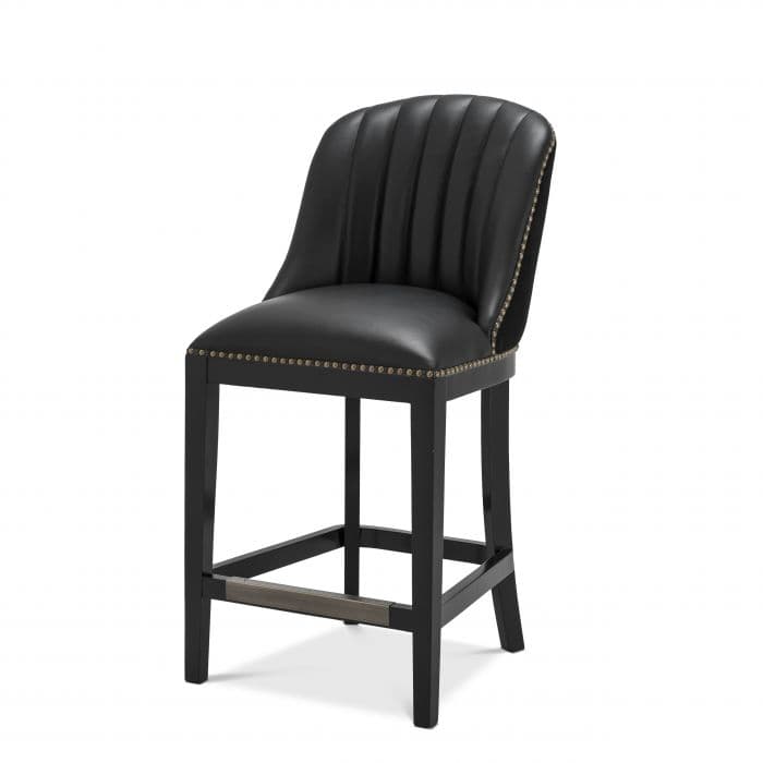 Balmore Roche Black Velvet Bar Stool by Eichholtz