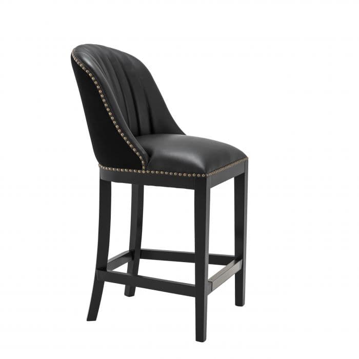 Balmore Roche Black Velvet Bar Stool by Eichholtz