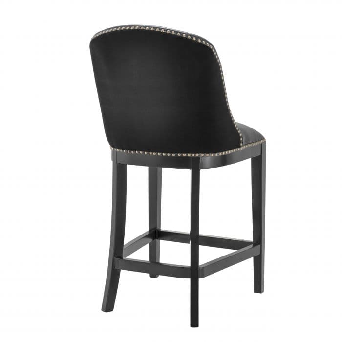 Balmore Roche Black Velvet Bar Stool by Eichholtz