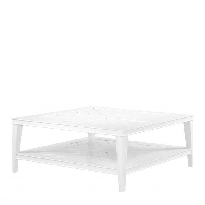 Bell Rive Square White Finish Outdoor Table by Eichholtz