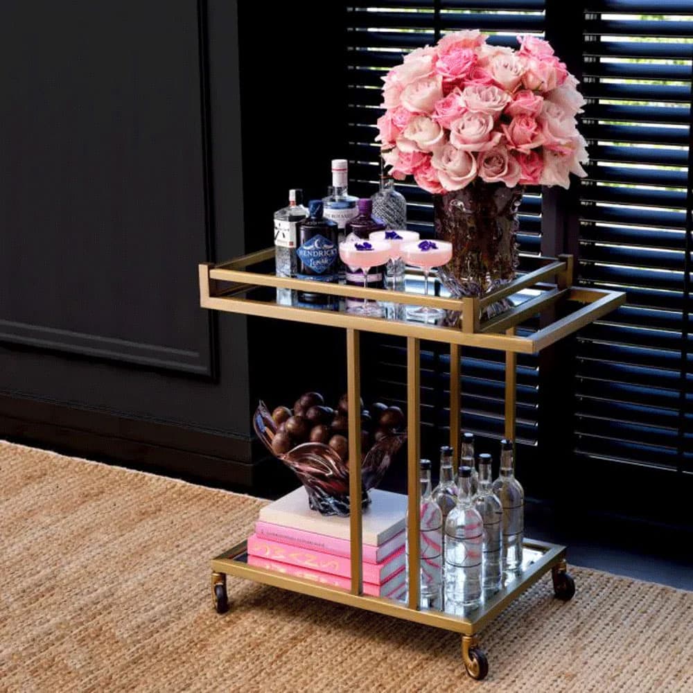 Beverly Hills Brass Finish Bar Trolley |By FCI London