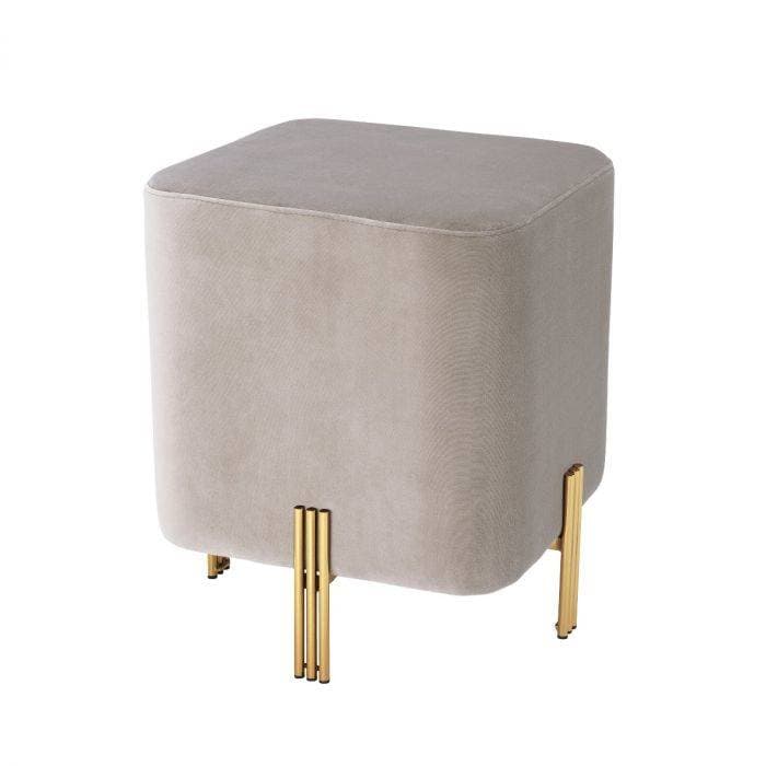 Burnett Greige Velvet Footstool by Eichholtz