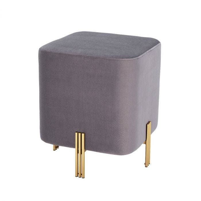 Burnett Grey Velvet Footstool by Eichholtz