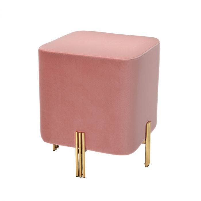 Burnett Nude Velvet Footstool by Eichholtz