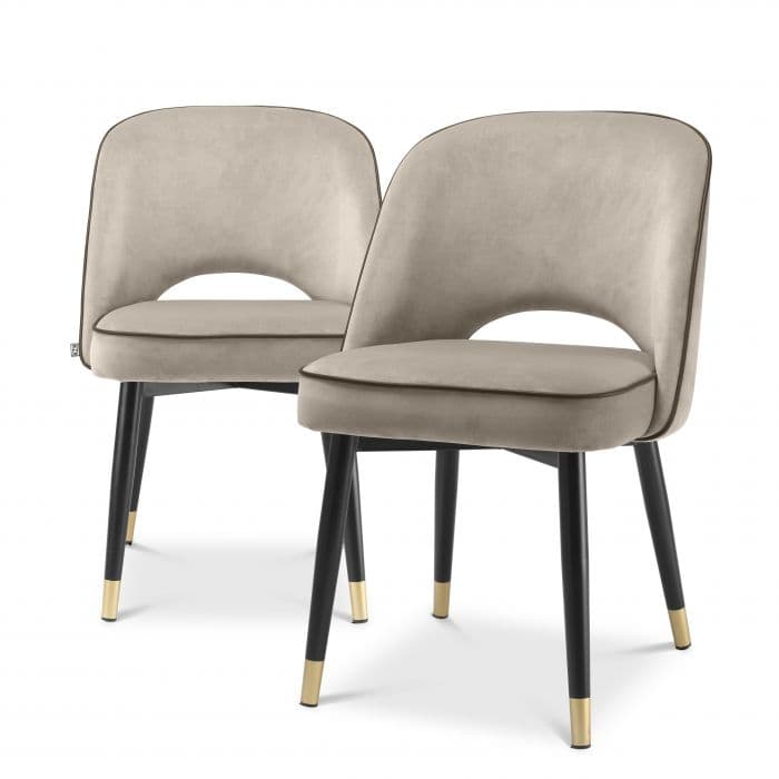 Cliff Set Of 2 Savona Greige Velvet Dining Chair by Eichholtz