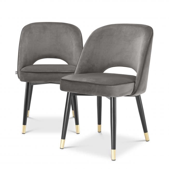 Cliff Set Of 2 Savona Grey Velvet Dining Chair by Eichholtz