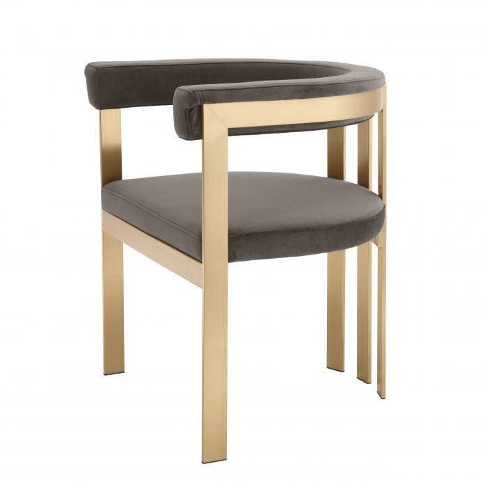 Clubhouse Grey Velvet Dining Chair by Eichholtz