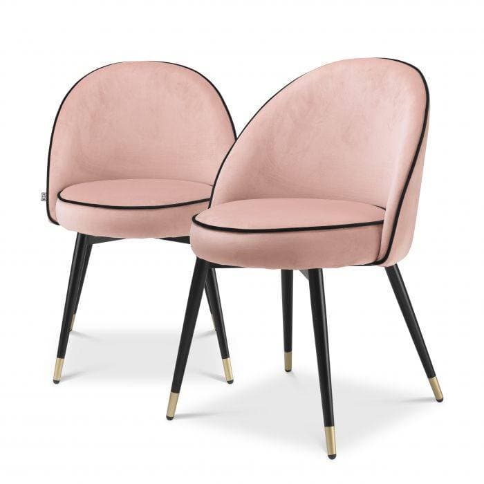 Cooper Set Of 2 Savona Nude Velvet Dining Chair by Eichholtz