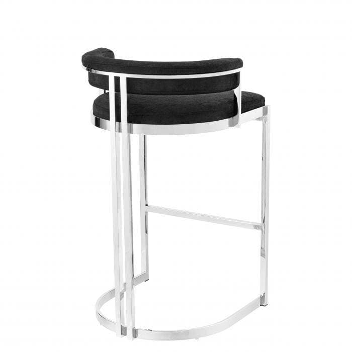 Dante Black Velvet Bar Stool by Eichholtz