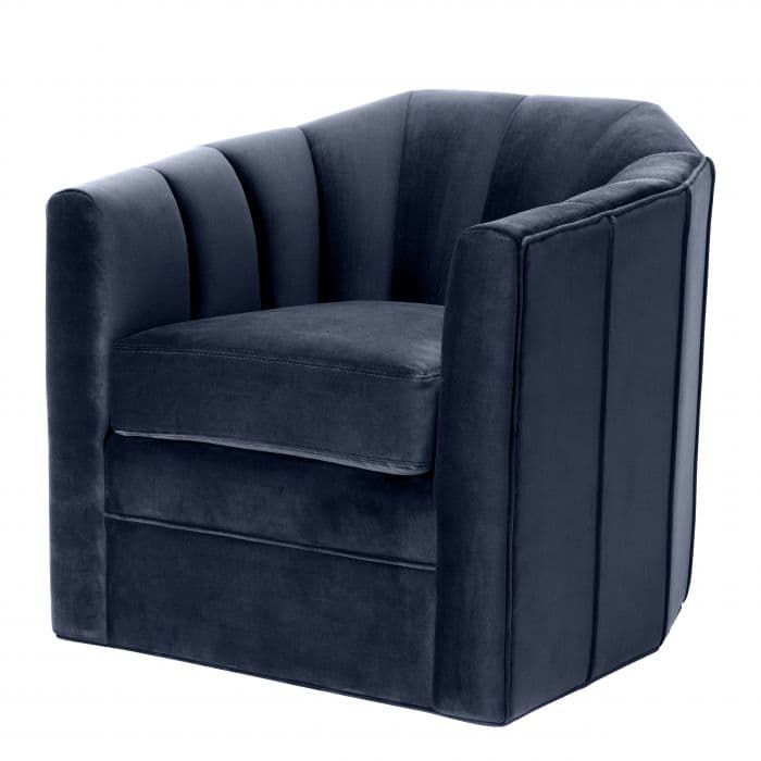 Delancey Blue Velvet Swivel Chair by Eichholtz