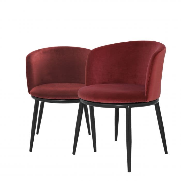 Filmore Set Of 2 Wine Red Dining Chair by Eichholtz