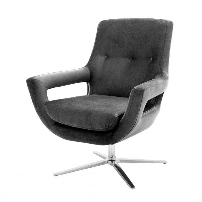 Flavio Granite Grey Swivel Chair by Eichholtz