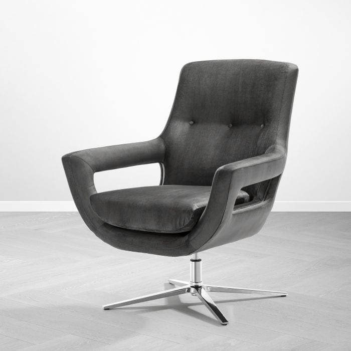 Flavio Granite Grey Swivel Chair by Eichholtz