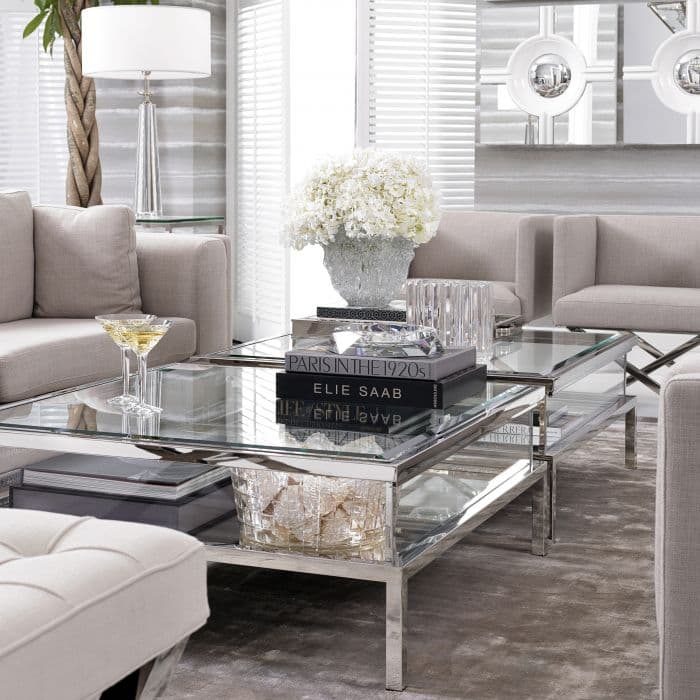 Harvey Stainless Steel Polished Coffee Table by Eichholtz