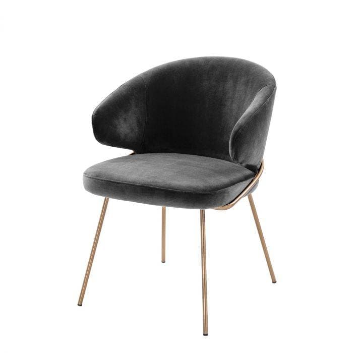 Kinley Dark Grey Velvet Dining Chair by Eichholtz