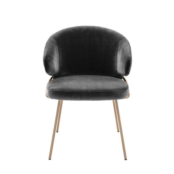 Kinley Dark Grey Velvet Dining Chair by Eichholtz