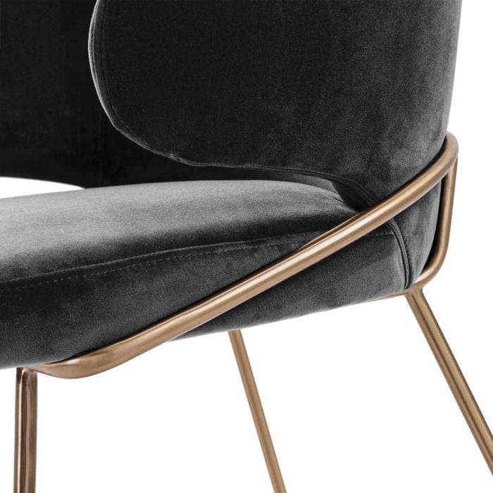 Kinley Dark Grey Velvet Dining Chair by Eichholtz