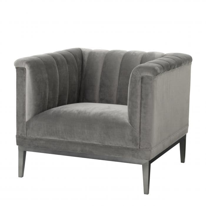 Raffles Grey Velvet Armchair by Eichholtz