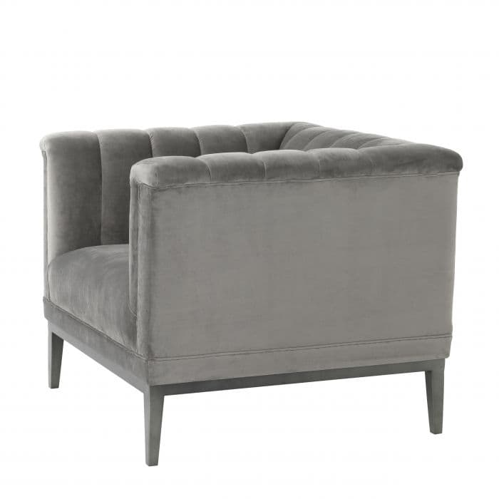 Raffles Grey Velvet Armchair by Eichholtz