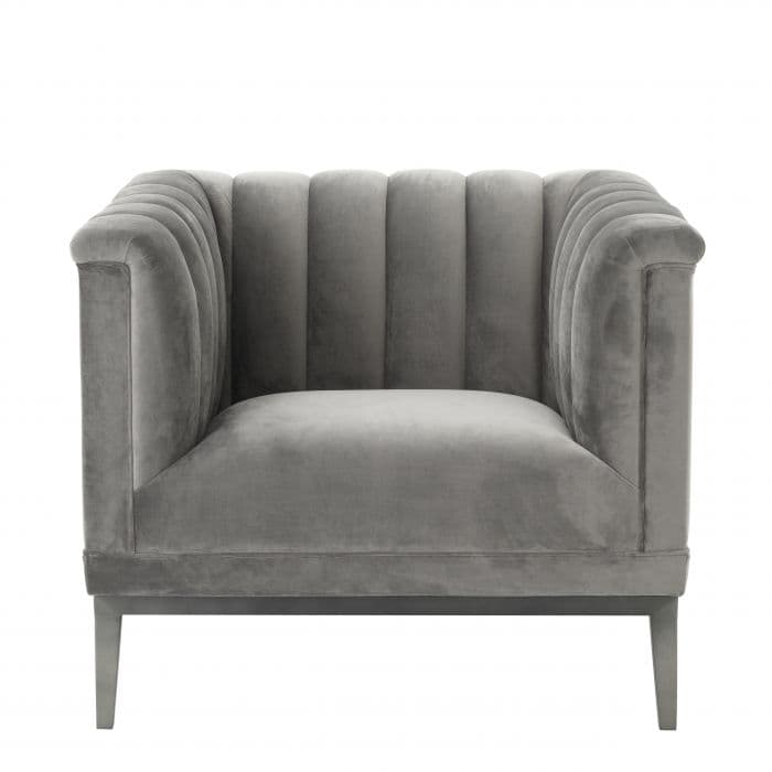 Raffles Grey Velvet Armchair by Eichholtz