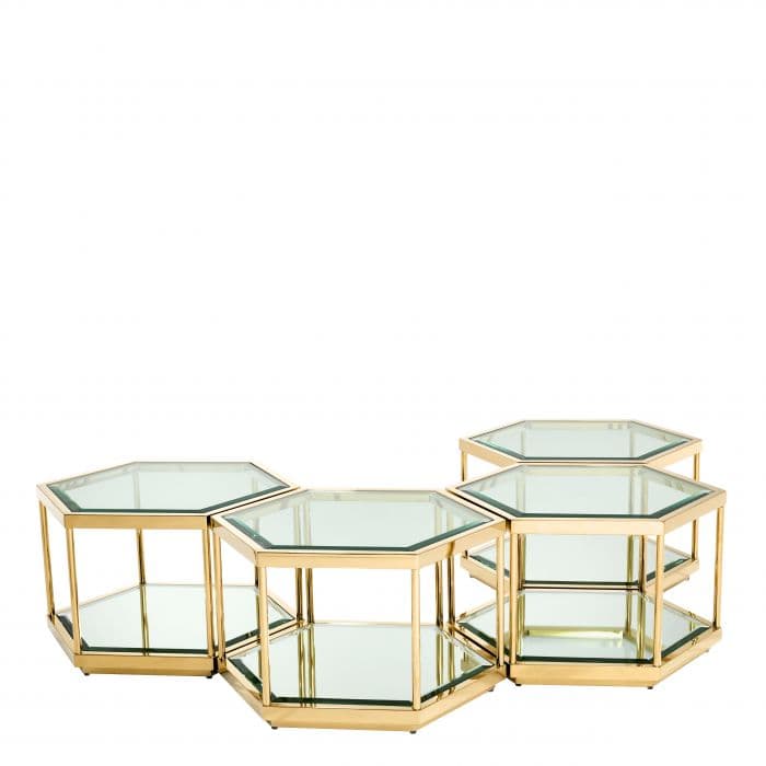 Sax Set Of 4 Gold Finish Coffee Table by Eichholtz