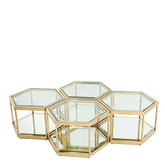 Sax Set Of 4 Gold Finish Coffee Table by Eichholtz