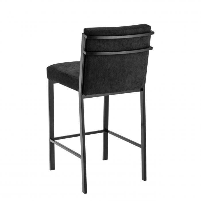 Scott Bronze Finish Black Velvet Bar Stool by Eichholtz