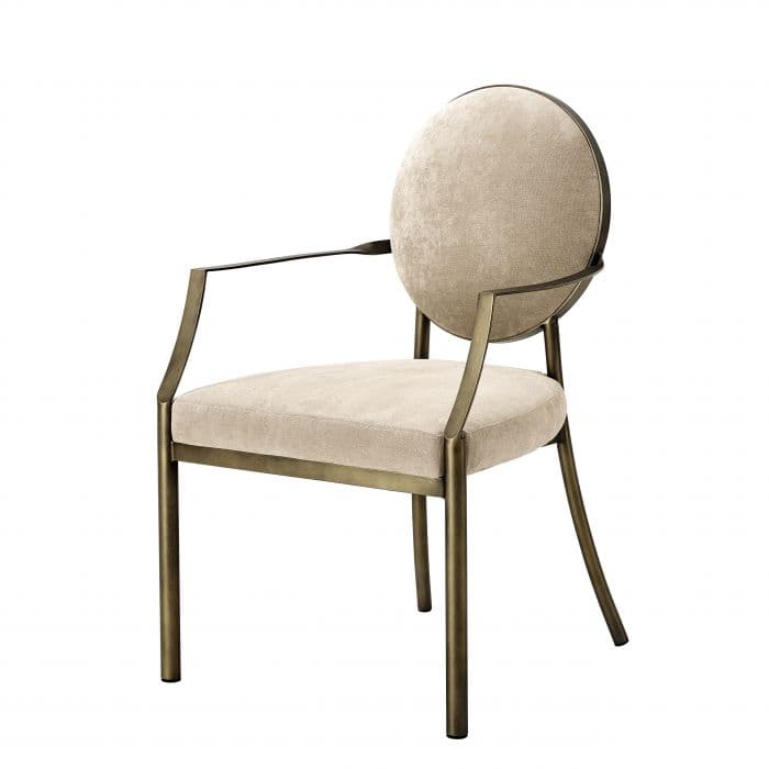 Scribe Greige Velvet Armchair by Eichholtz