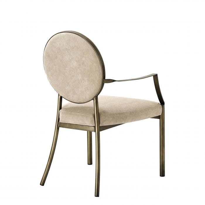 Scribe Greige Velvet Armchair by Eichholtz