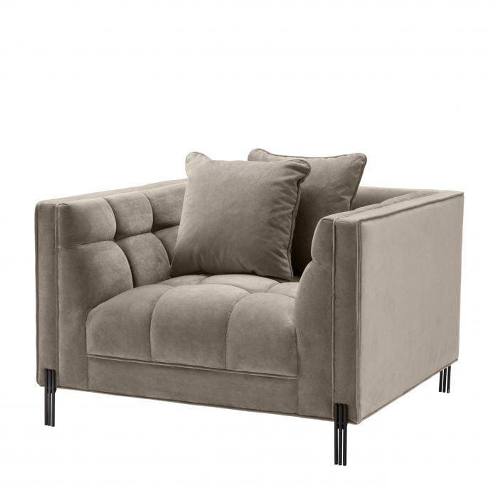 Sienna Greige Velvet Armchair by Eichholtz