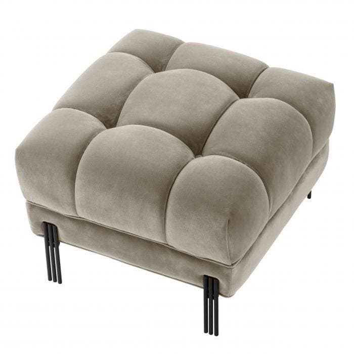 Sienna Greige Velvet Footstool by Eichholtz