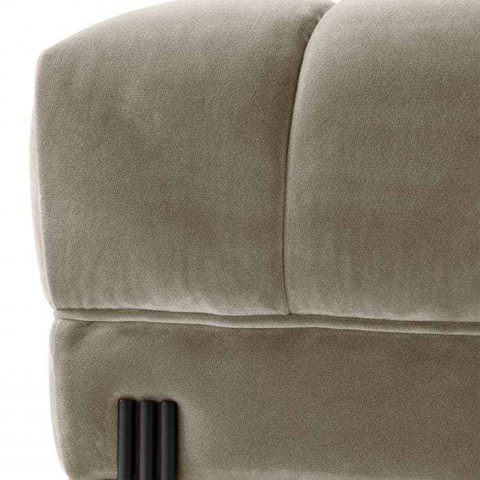 Sienna Greige Velvet Footstool by Eichholtz