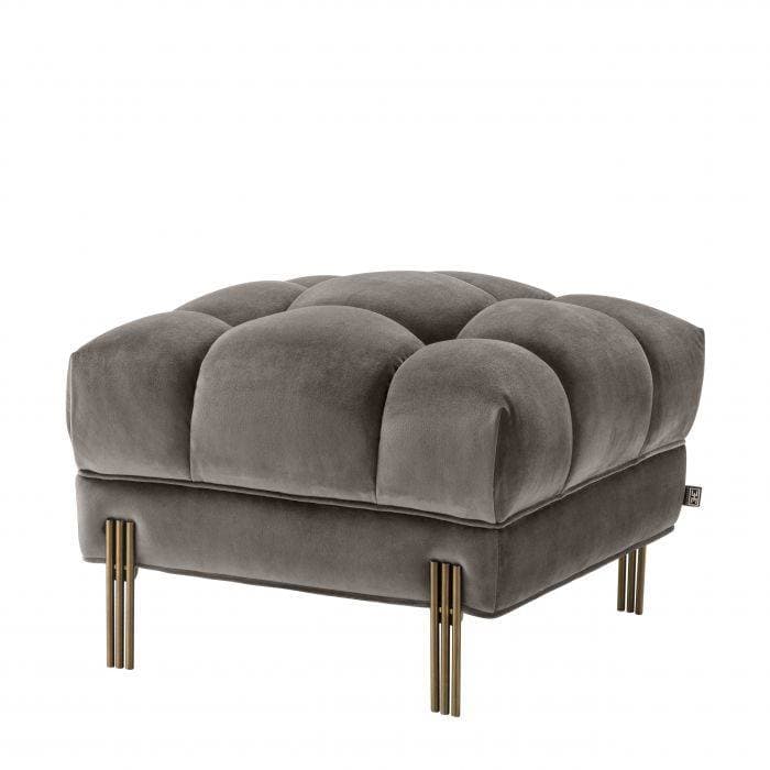 Sienna Grey Velvet Footstool by Eichholtz