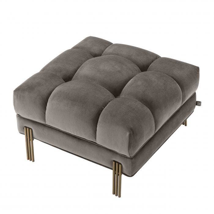 Sienna Grey Velvet Footstool by Eichholtz