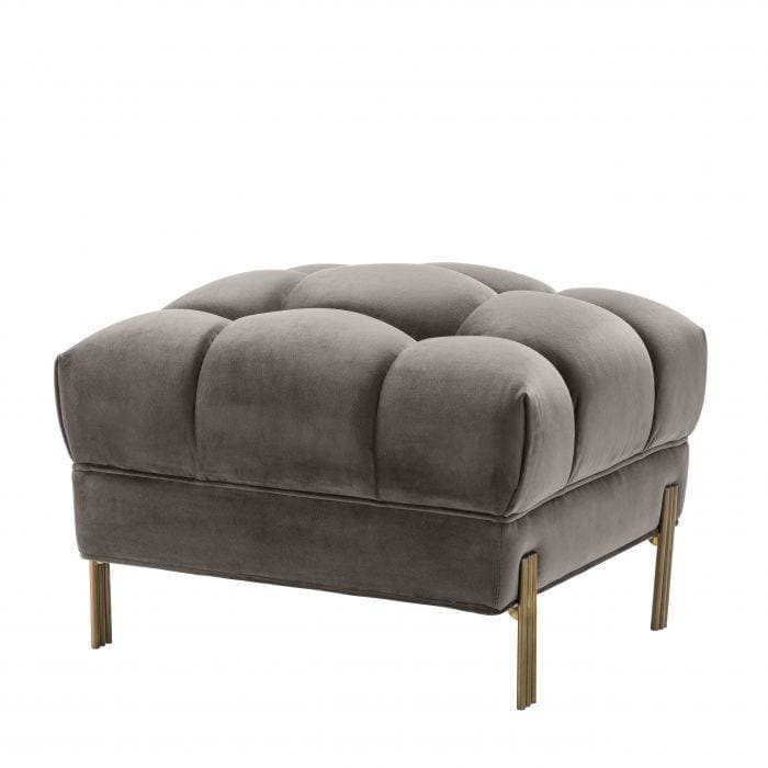 Sienna Grey Velvet Footstool by Eichholtz