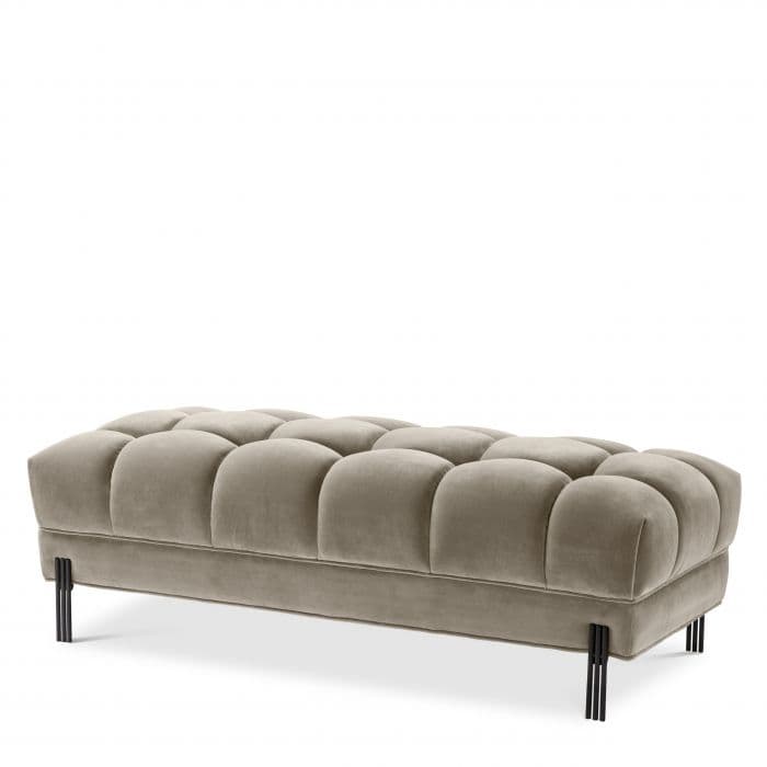 Sienna Savona Greige Velvet Bench by Eichholtz