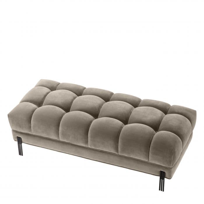 Sienna Savona Greige Velvet Bench by Eichholtz