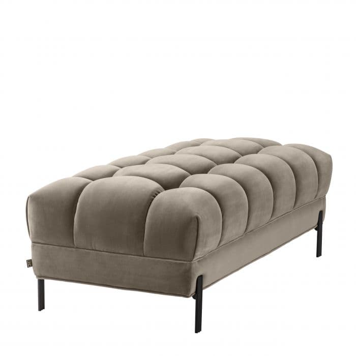 Sienna Savona Greige Velvet Bench by Eichholtz