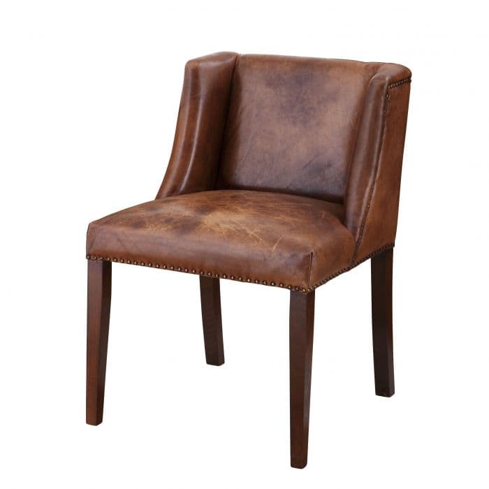 St James Tobacco Leather Dining Chair by Eichholtz