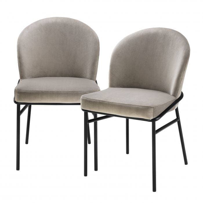 Willis Set Of 2 Greige Velvet Dining Chair by Eichholtz